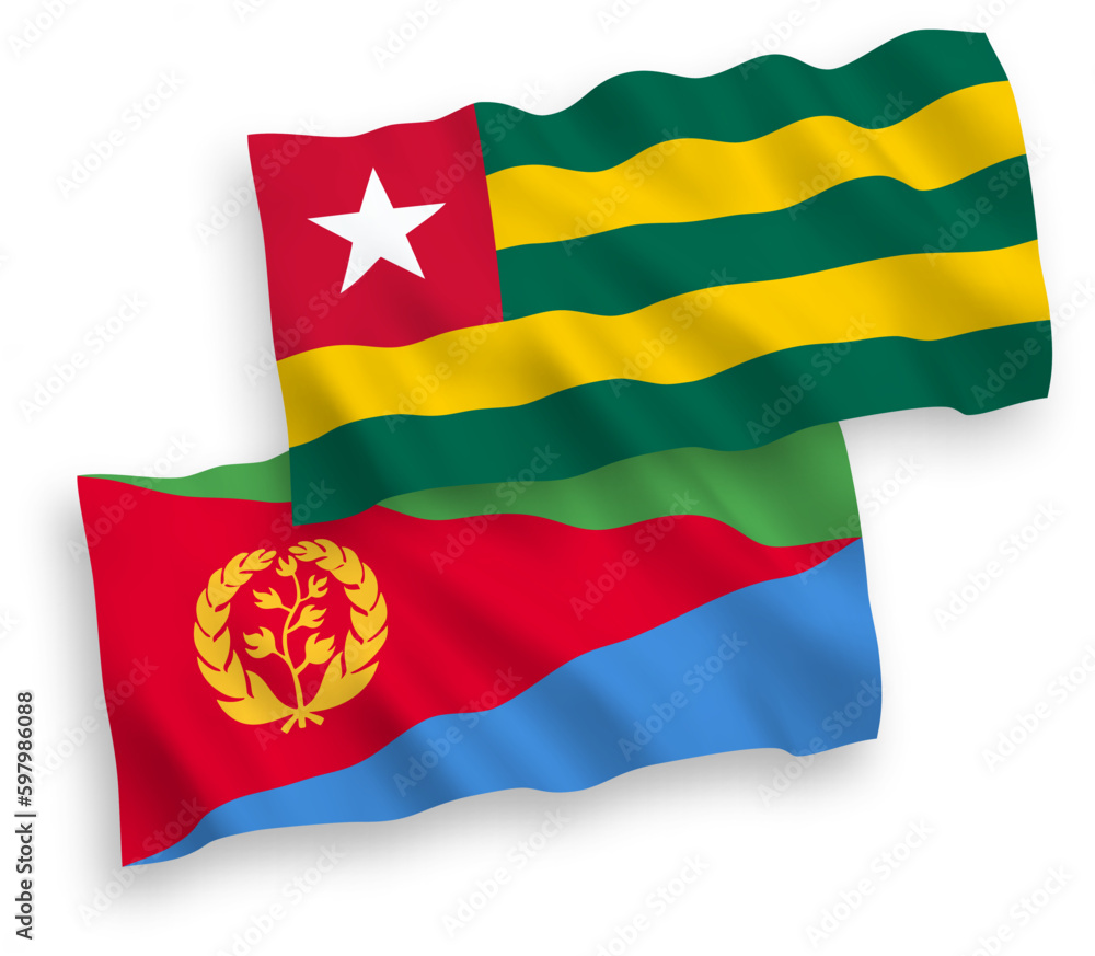 Flags of Togolese Republic and Eritrea on a white background
