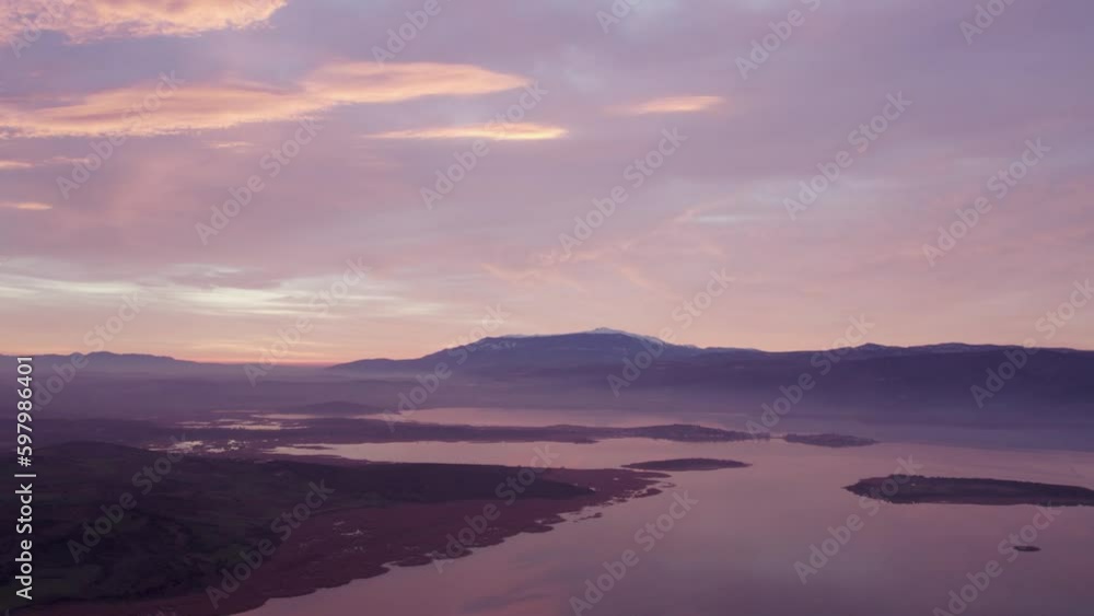 sunrise over the lake with view of mountains sunrise over the lake with view of mountains