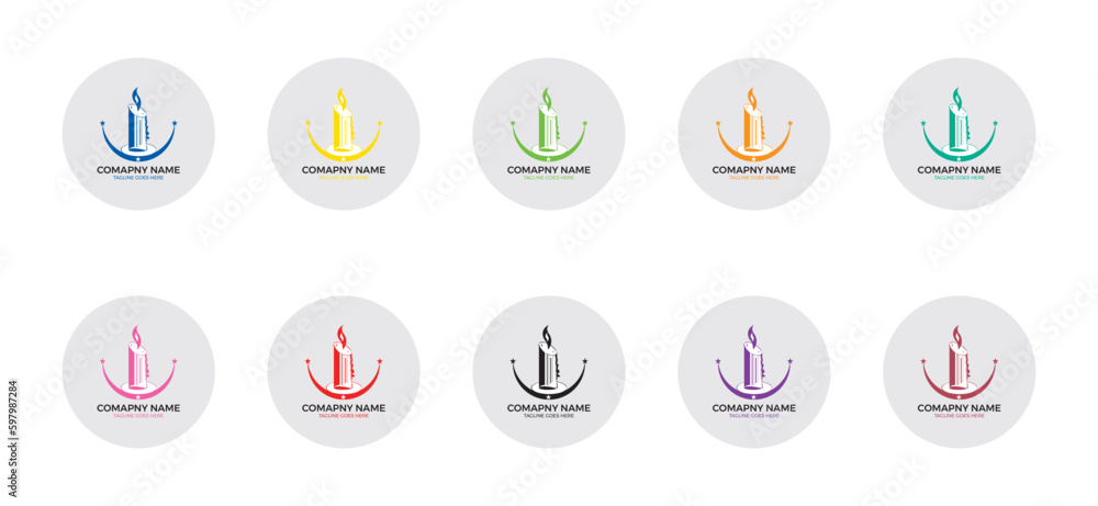 set of candle logo line art vector simple minimalist illustration template icon graphic design. bundle collection of various wax sign or symbol for shop or business concept