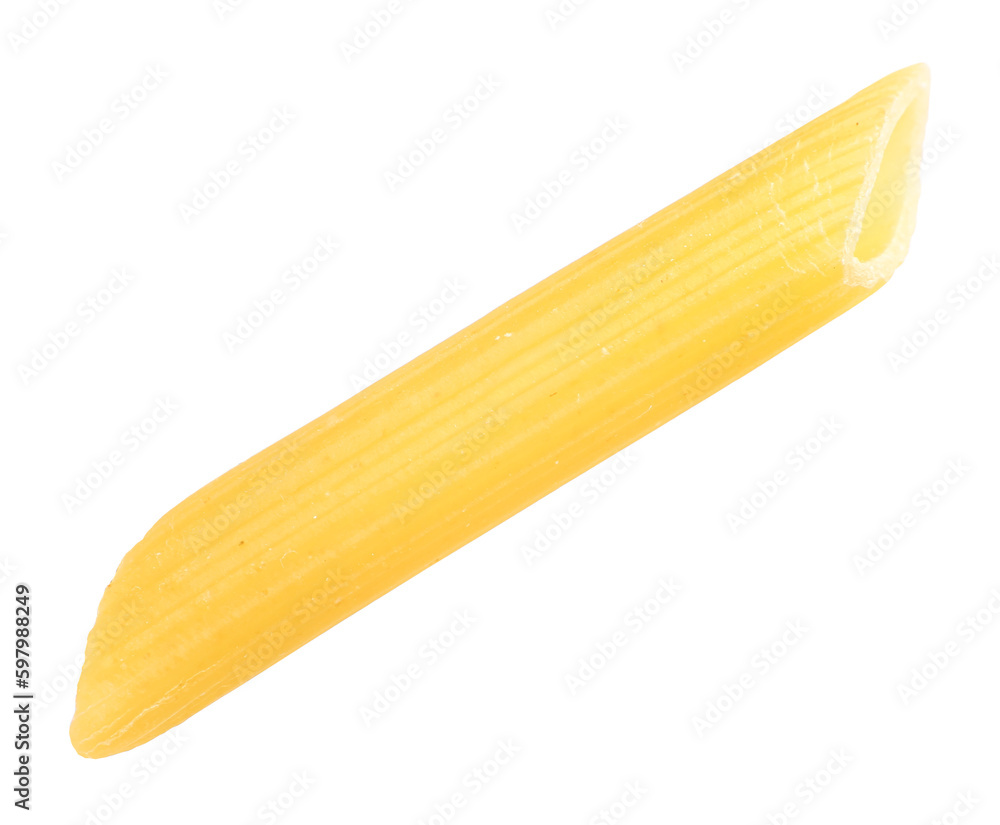 Penne rigate pasta, transparent background, macro Penne rigate pasta, transparent background, macro