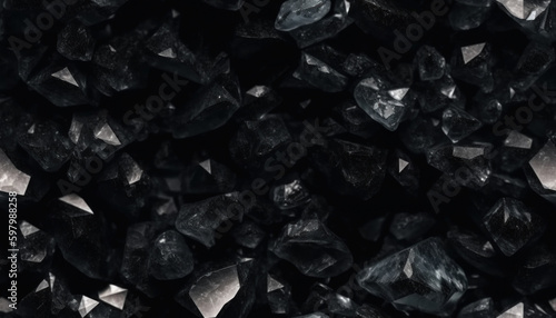 Seamless ore texture background with crystals, shale and stone in dark colors. Generative AI