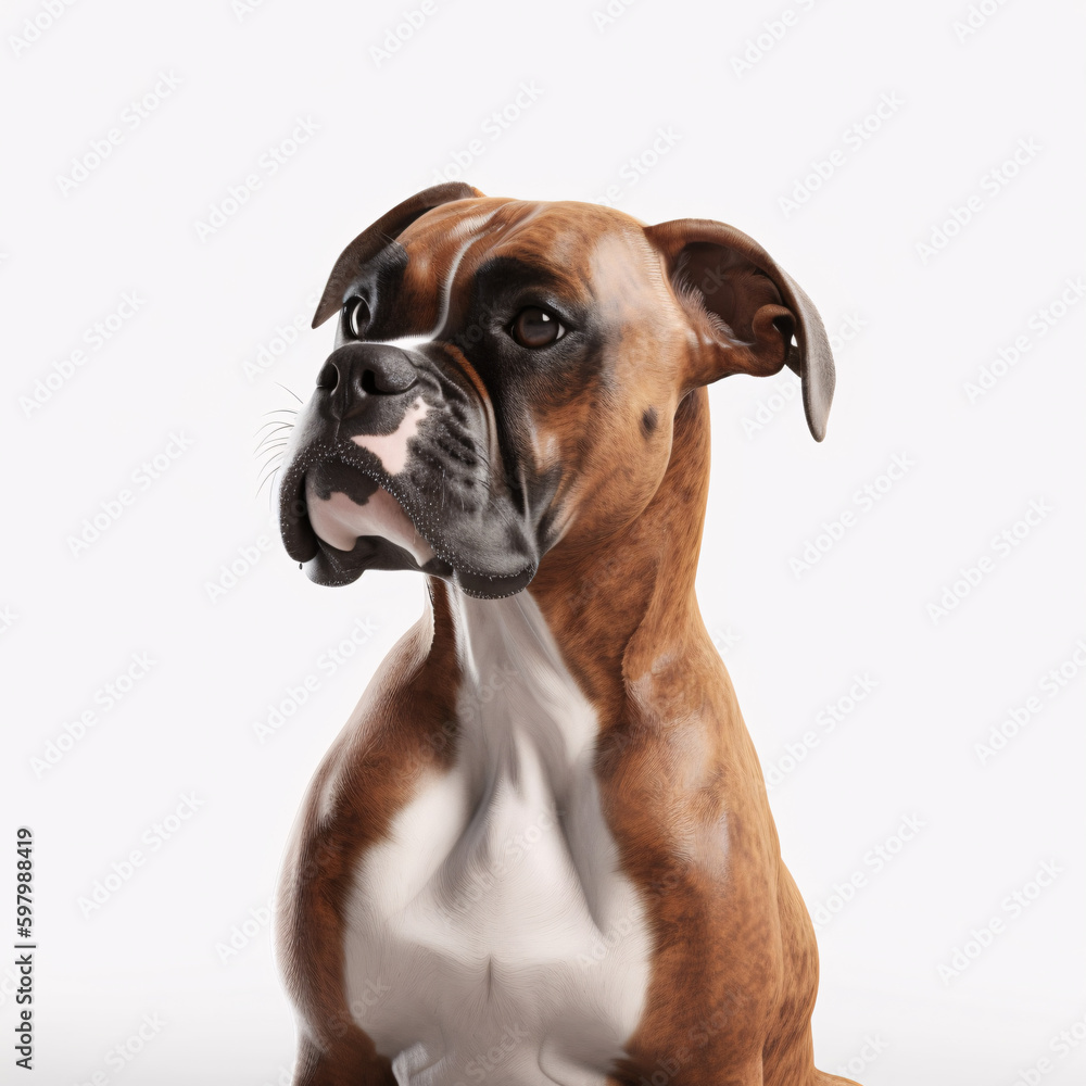 Boxer breed dog isolated on white background