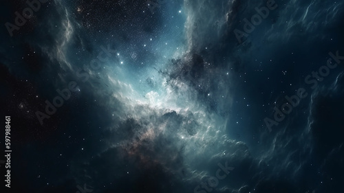 Nebula background, unfocused, blurry, unsharp, template, bokeh effect, out of focus, gloomy, abstract, contemporary, space, sky, Generative AI