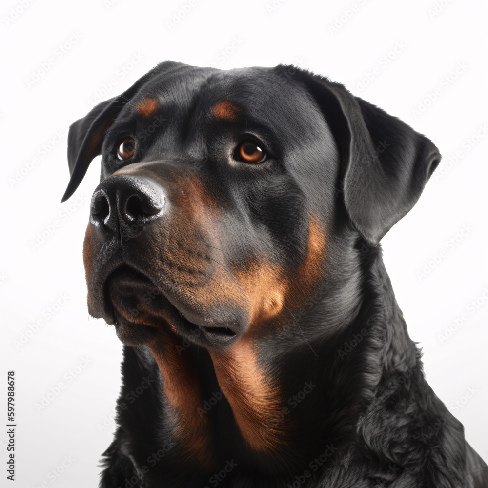 Rottweiler breed dog isolated on white background Rottweiler breed dog isolated on white background