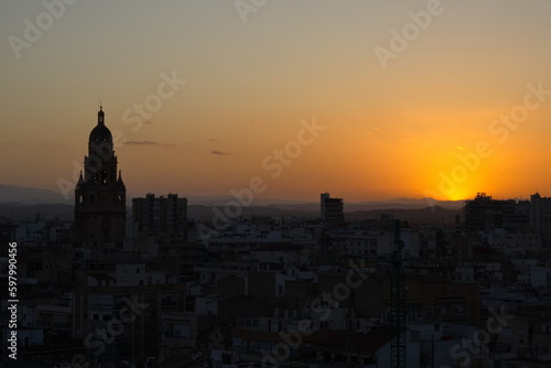 Sunset in Murcia with the cathedral tower in the background © JuanPablo