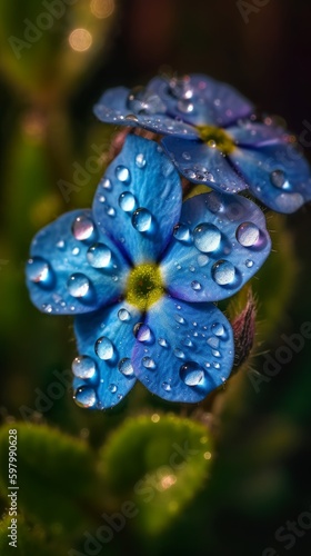 Dewy Blue Forget-Me-Not Flower in Soft Cinematic Light. Generative AI. © bomoge.pl