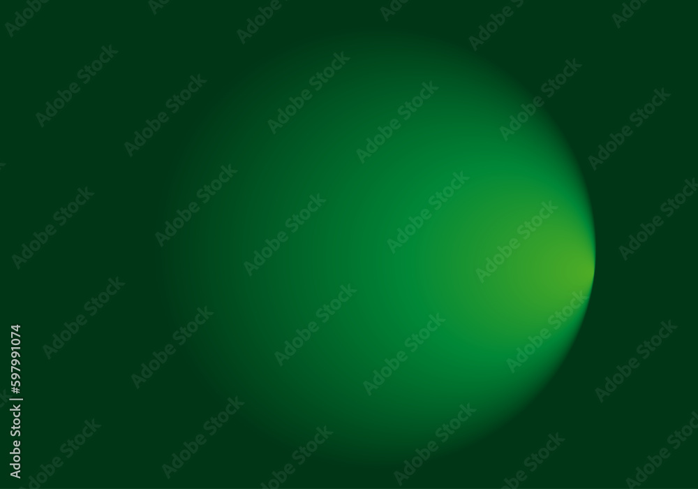 Fondo de degradado verde negro radial con luz a la derecha. Luz al final del túnel - obrazy, fototapety, plakaty 