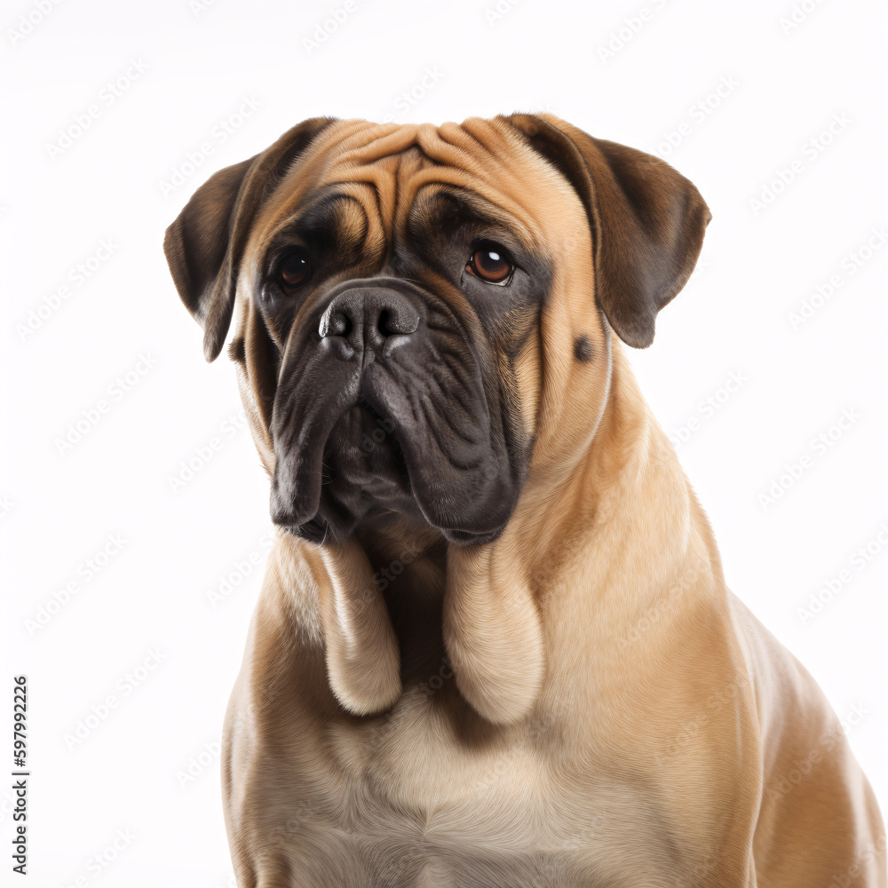 Bullmastiff breed dog isolated on white background Bullmastiff breed dog isolated on white background