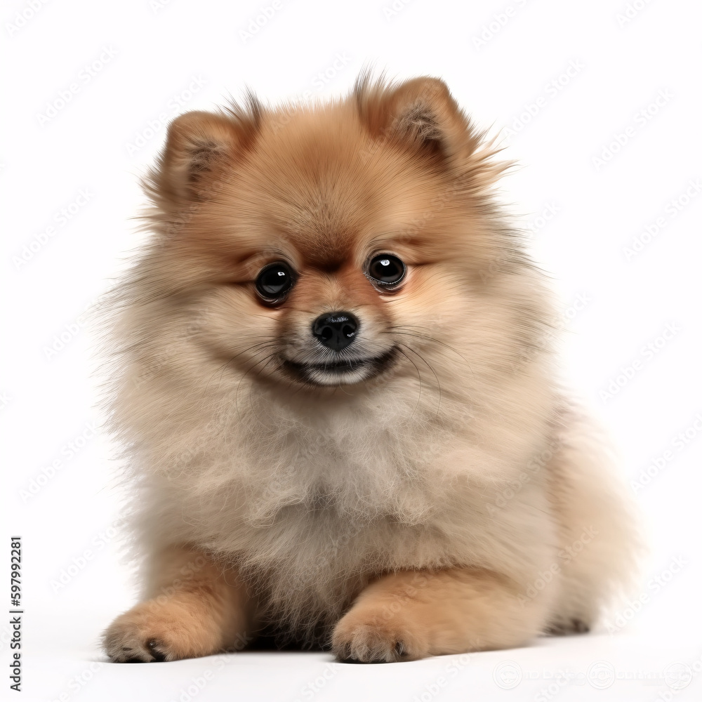  Pomeranian breed dog isolated on white background