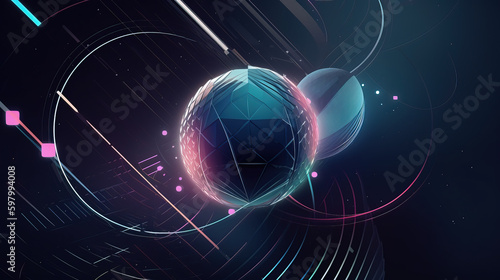Abstract Background of Technology Sphere,created with Generative AI tecnology. © henvryfo