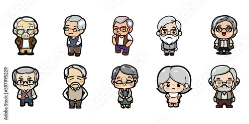 old person vector set collection graphic clipart design