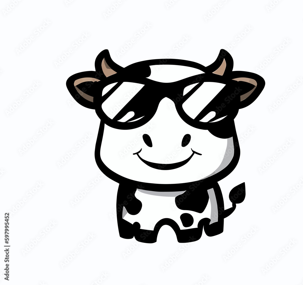 Cute little cow with sunglasses logo vector art Cute little cow with sunglasses logo vector art