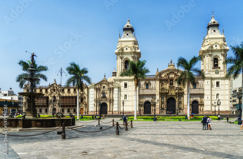 Basilica metropolitan cathedral of lima, plaza de armas, lima, peru, south america
