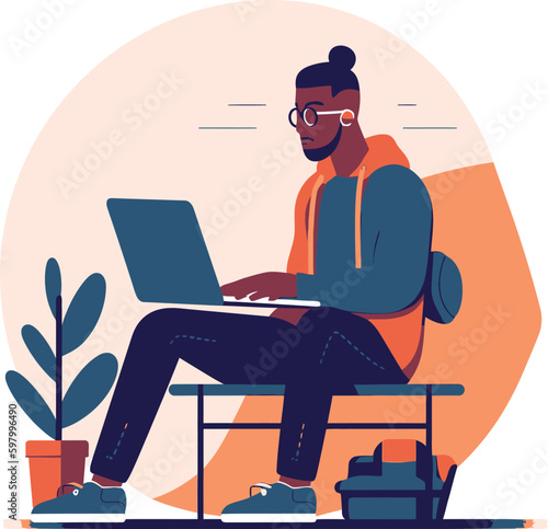 Working with Laptops: Illustrating Men and Women Engaged in Freelancing, Online Training, Email Checking, and Webinars