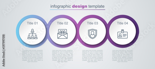 Wallpaper Mural Set line Employee hierarchy, Project team base, User protection and Identification badge. Business infographic template. Vector Torontodigital.ca