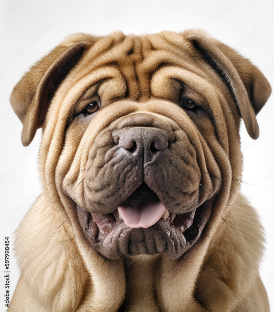 Shar pei Dog isolated on white background, generated by AI Shar pei Dog isolated on white background, generated by AI