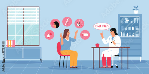 Nutritionist And Diet Background Illustration