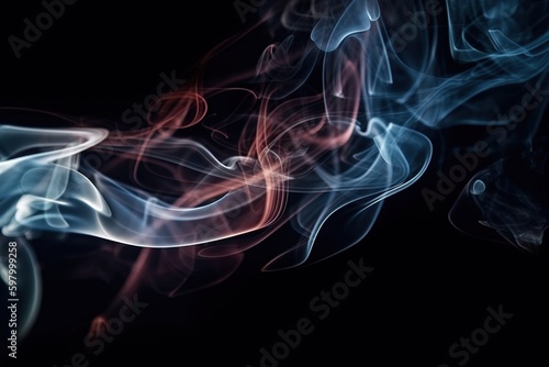 White smoke on a black background, an abstract design for compositions. Ai generated.