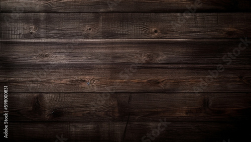 A dark brown wood wall with a dark background  AI Generative