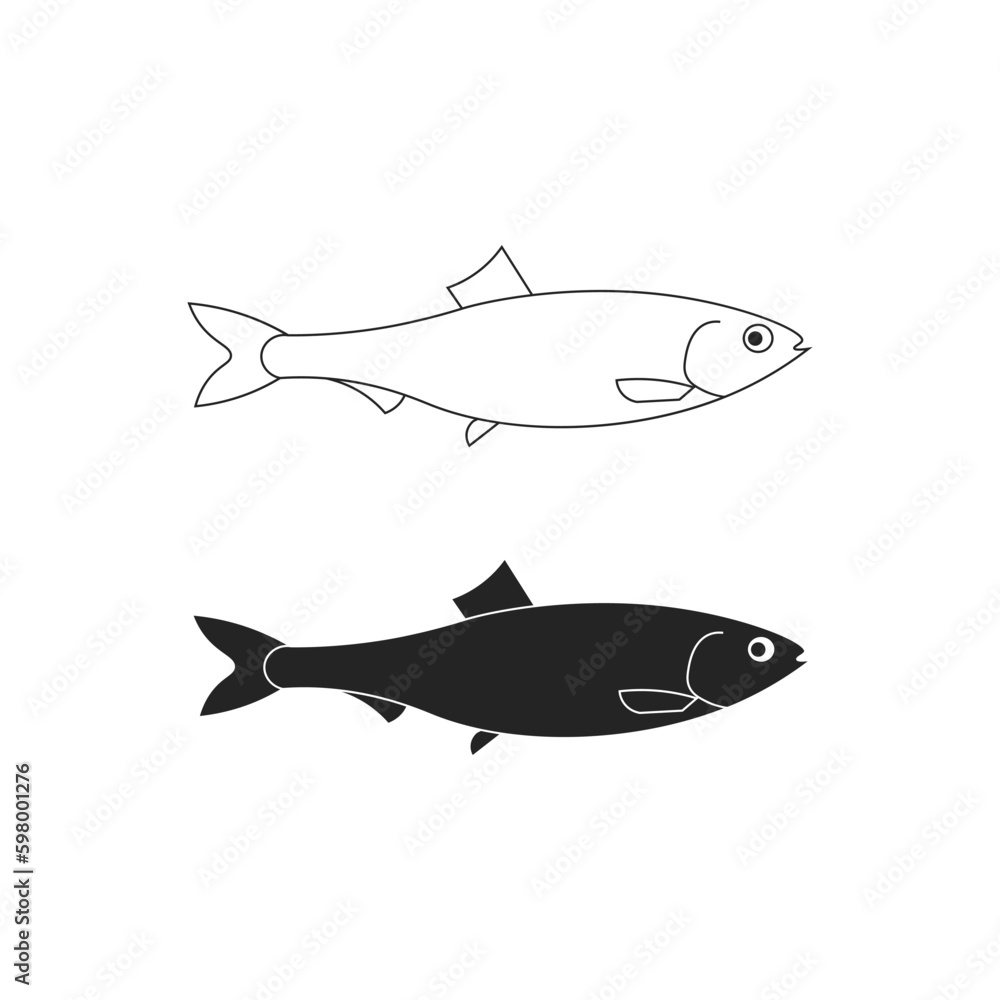 black and white fish vector isolated on white background. fish, animal, sea, seafood, food, meat, ocean, water, fishing, fishery, marine, flat, icon, clipart, sticker, simple, vector illustration black and white fish vector isolated on white background. fish, animal, sea, seafood, food, meat, ocean, water, fishing, fishery, marine, flat, icon, clipart, sticker, simple, vector illustration