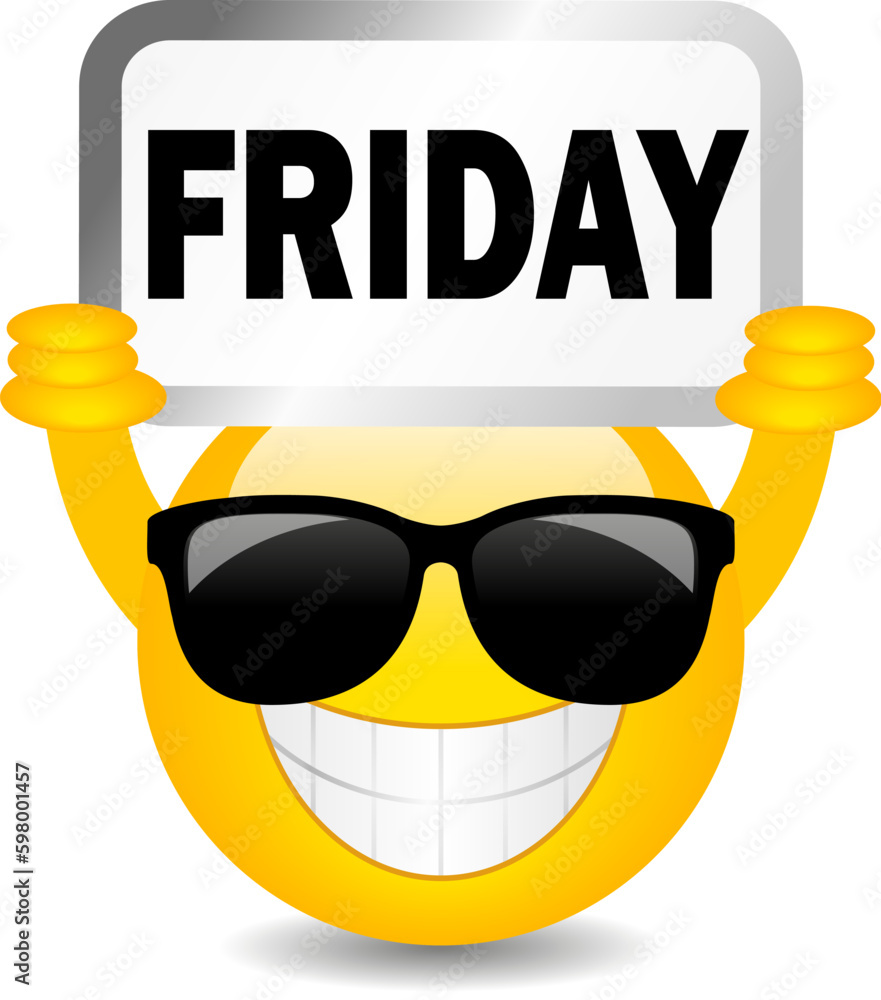 Happy cool emoji with Friday sign