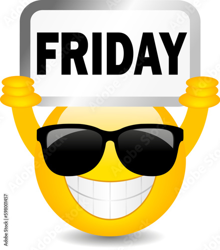 Obraz na płótnie Happy cool emoji with Friday sign w salonie