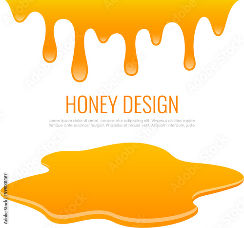 Honey dripping design, liquid paint spill