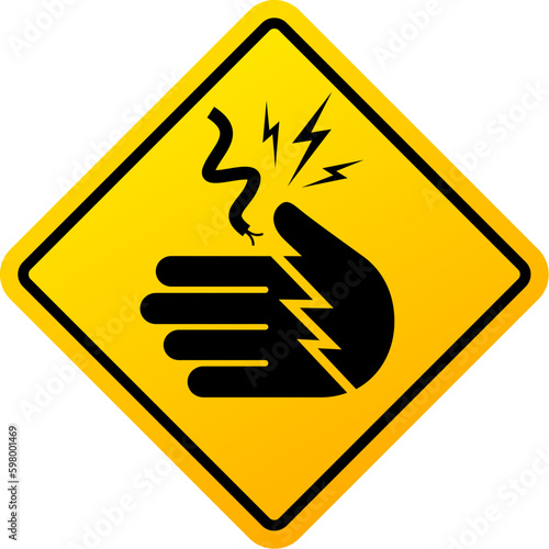 Electric shock risk, high voltage cable warning sign