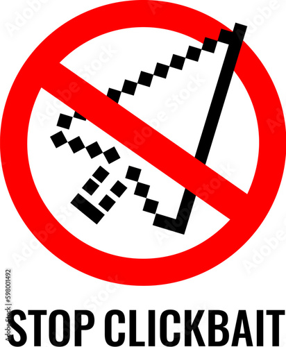 Stop clickbait vector sign