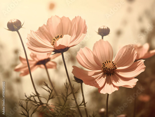 Cheerful Cosmos  A Burst of Color in Your Garden. Generative AI