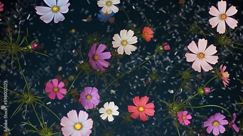 Wallpaper Mural Cheerful Cosmos: A Burst of Color in Your Garden. Generative AI Torontodigital.ca