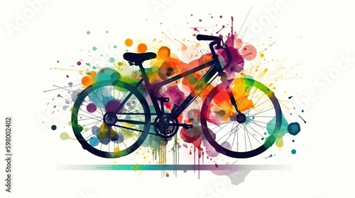 a bicycle in a modern colorful designer artwork  generative ai technology