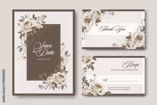 Wedding invitation card set template