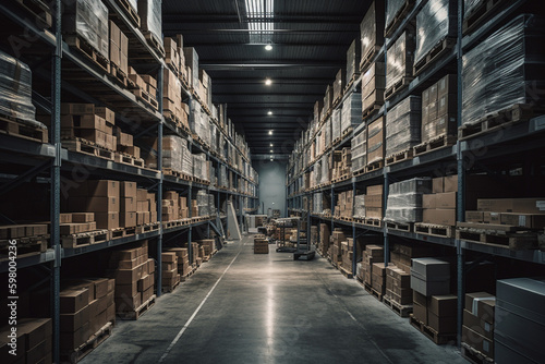 Wallpaper Mural A spacious warehouse filled to the brim with parcels, offering plenty of storage space for various goods. Ai generated. Torontodigital.ca