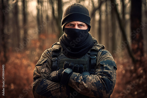 Military man in military clothing. Generative AI © Vika art