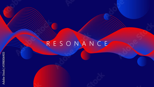Abstract background with waves. Wavy background with dark blue and red colors. Resonating waves. Abstract background with dynamic effect. Modern pattern. Vector illustration for design.