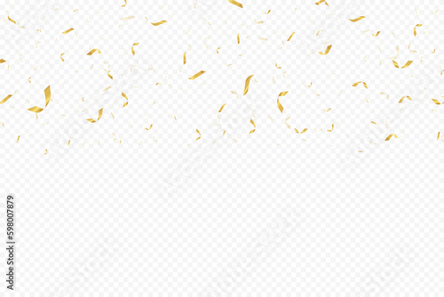 Glittering confetti on a transparent background. Gold confetti