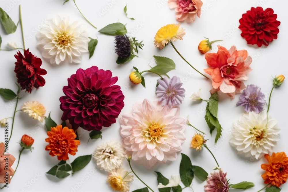 flower background mockup summer leaf floral nature spring pattern white isolated. Generative AI. Generative AI flower background mockup summer leaf floral nature spring pattern white isolated. Generative AI. Generative AI