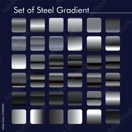 vector set of steel gradient color pallets