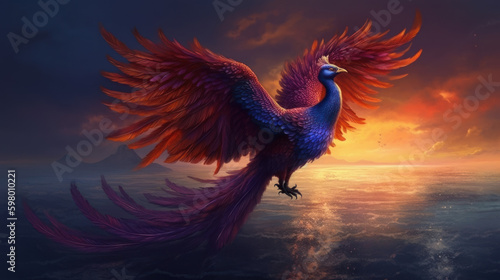 A pheonix in realistic style on sunrise © TheGoldTiger