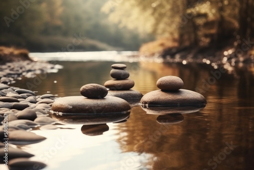 A peaceful and serene image representing the concept of mindfulness and slow living, promoting relaxation, balance, and self-awareness. Ai generated.