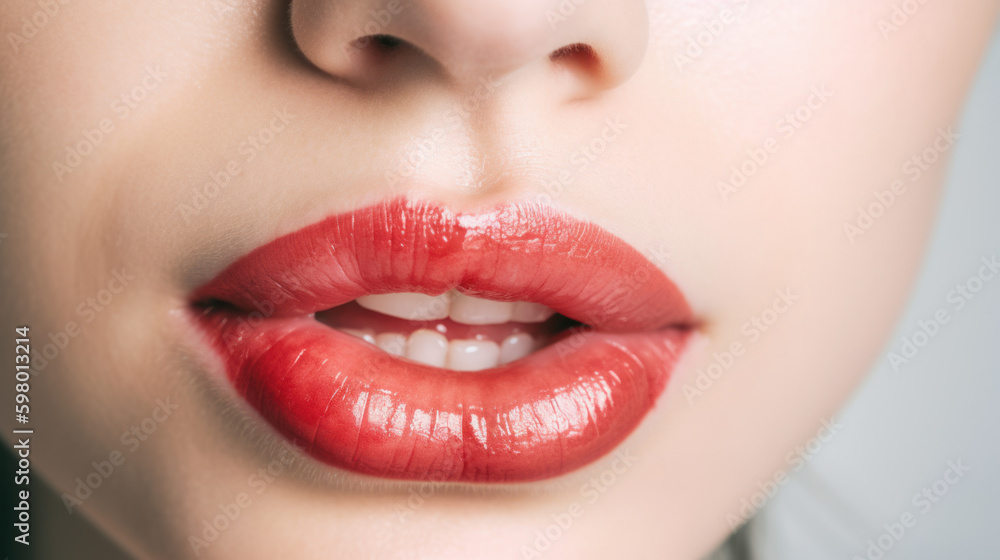 Bleb on a lip on white background, generative ai Bleb on a lip on white background, generative ai