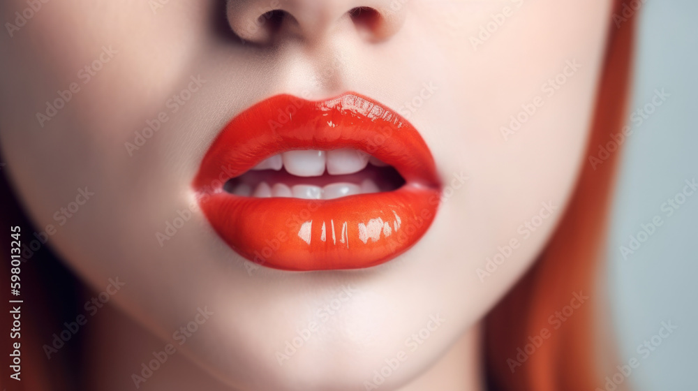 Bleb on a lip on white background, generative ai Bleb on a lip on white background, generative ai