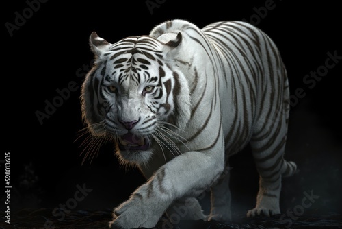 Powerful and Dangerous Siberian White Tiger  generative ai