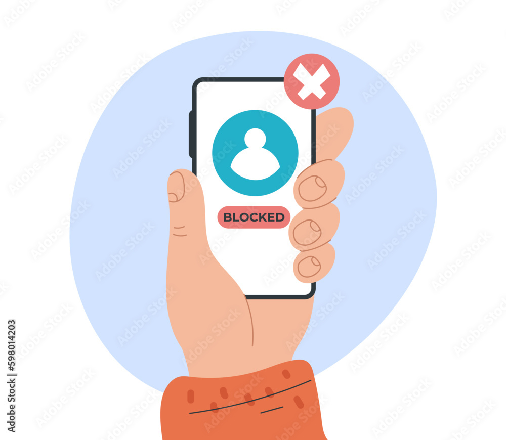 Fototapeta premium Phone cold call mobile blocked ignore concept. Vector graphic design illustration 