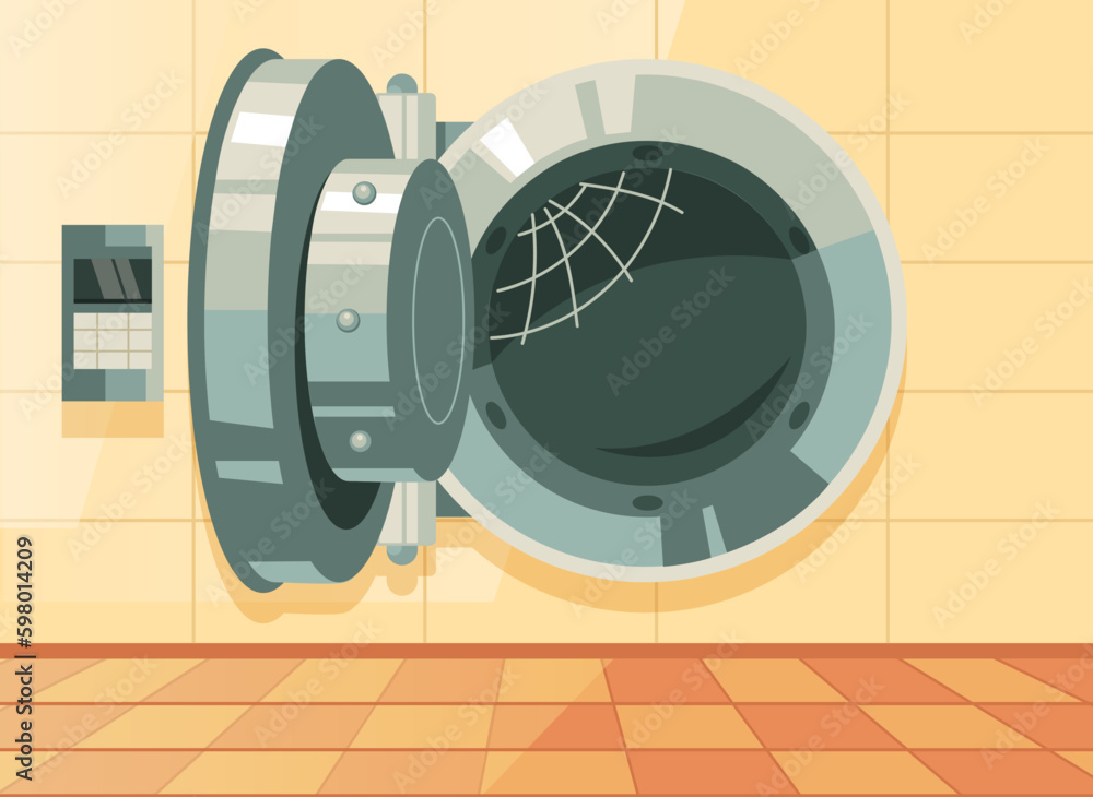 Empty safe room business fail no money concept. Vector graphic design illustration Empty safe room business fail no money concept. Vector graphic design illustration