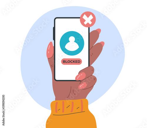 Phone cold call mobile blocked ignore concept. Vector graphic design illustration
