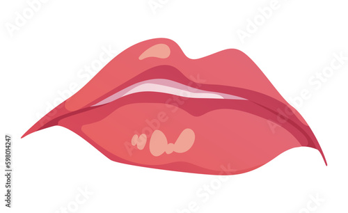 Mouth teeth lips woman angry scream isolated concept. Vector graphic design illustration