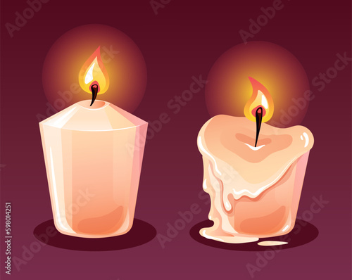 Candle burning candlelight animation isolated concept. Vector graphic design illustration