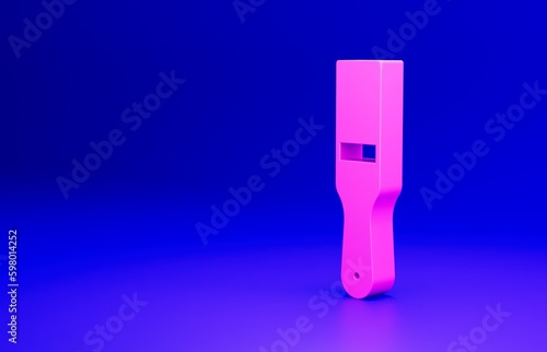 Pink Paint brush icon isolated on blue background. Minimalism concept. 3D render illustration